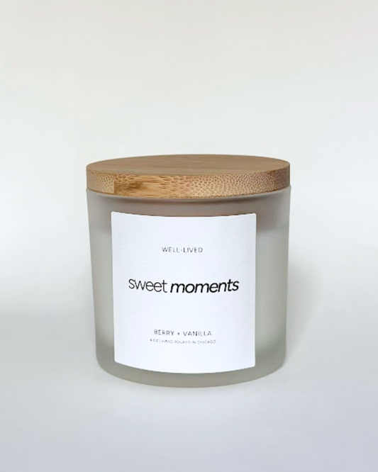 sweet moments coconut soy candle, berry and vanilla